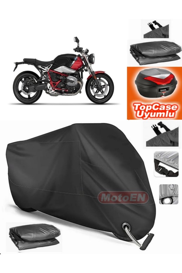 Black Lock Compatible Bmw R Nine t Pure Tarpaulin Topcase Rear Bag Compatible Motor Tarpaulin