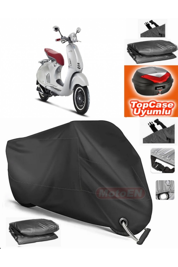 Black Lock Compatible Vespa 946 125 I.E. Tarpaulin Topcase Rear Bag Compatible Motor Tarpaulin