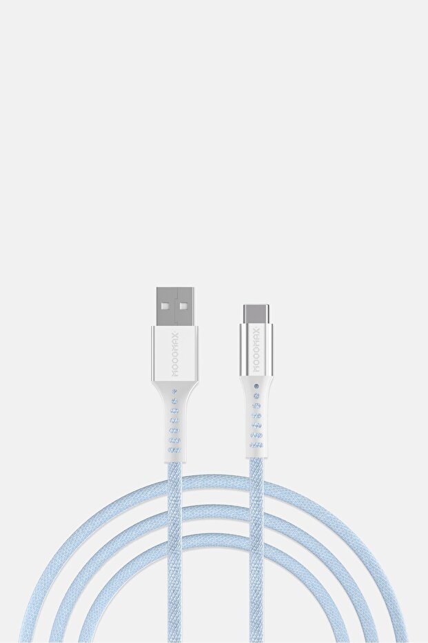 كابل USB من القماش من النوع C MX064، أزرق فاتح - 4