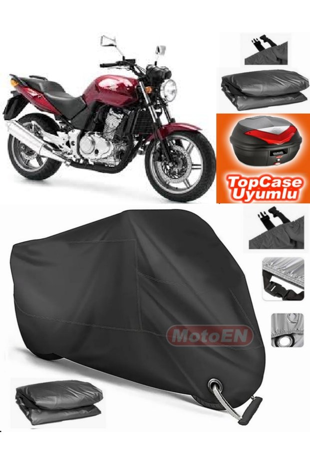 Black Lock Compatible Honda Cbf 500 Tarpaulin Topcase Rear Bag Compatible Motor Tarpaulin