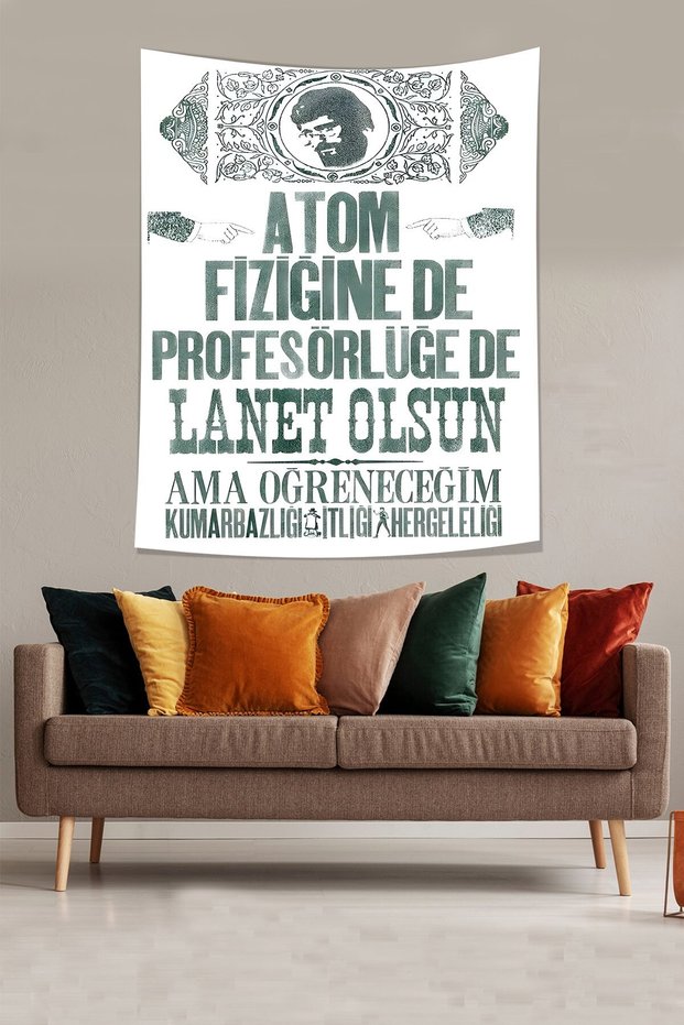 Atomic Physics Written Stain-Proof Fabric Wall Cover Wall Tapestry Tapestry