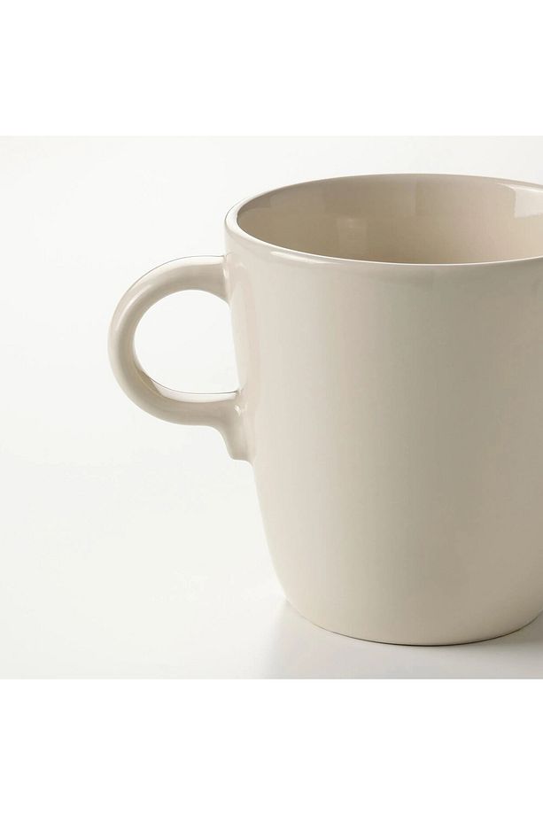 2 Adet Kuplu Çay Bardağı Yükseklik 10 Cm İkea 2'li Set Stonware Kahve Bardak Hacim 370 ml Krem Renk - 4