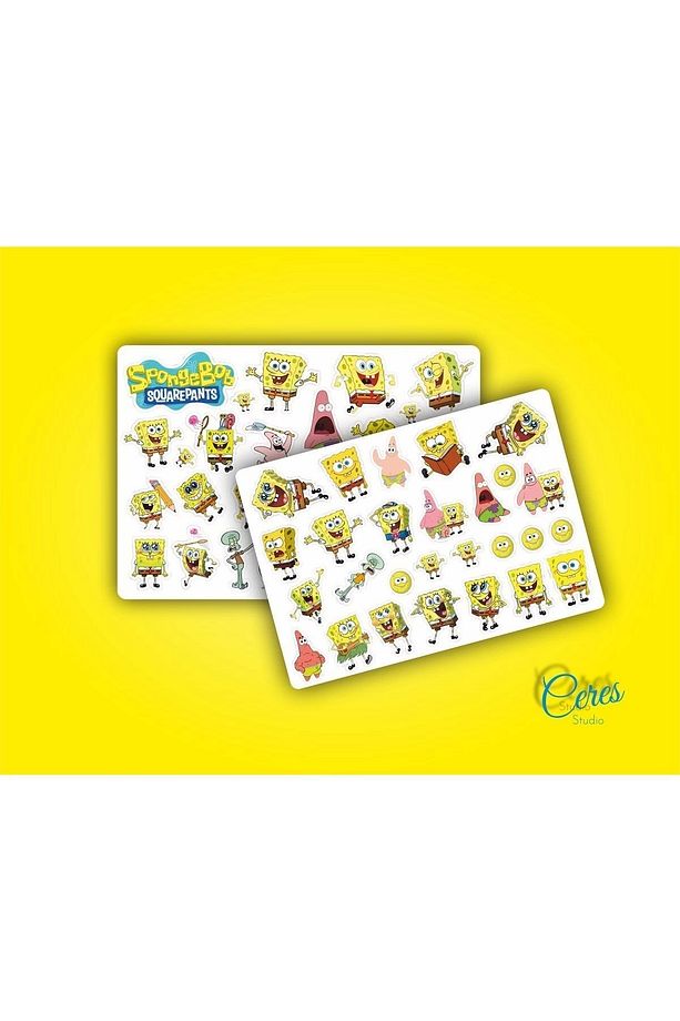 Sponge Bob Sünger Bob Sticker Etiket 2 Sayfa 36 Adet Etiket - 1