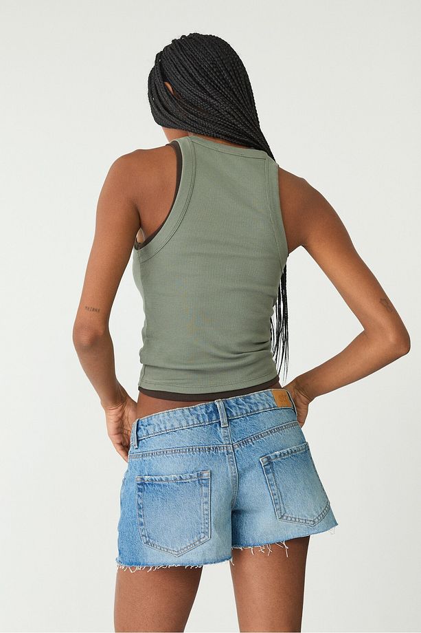 Mini denim şort - 5