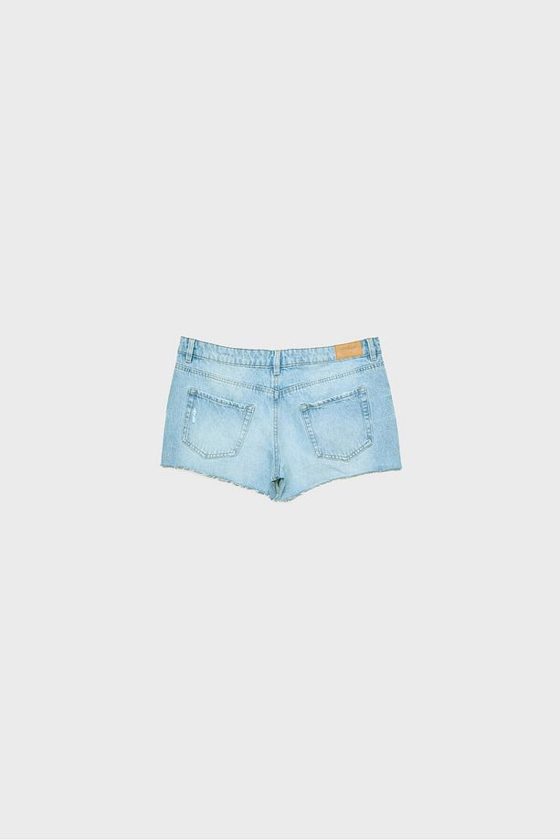 Mini denim şort - 7