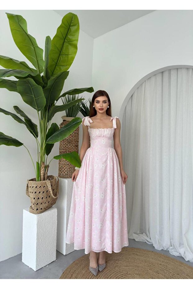 Kalın Askılı Çiçekli Daniel Elbise - 7