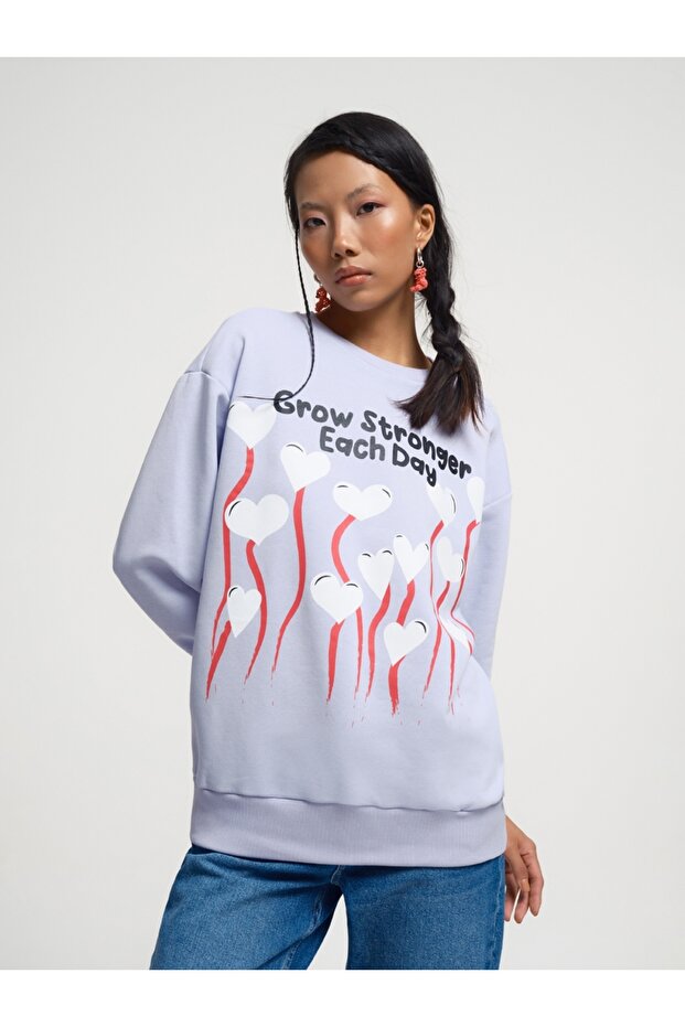 Oversize Kadın Sweatshirt - 1