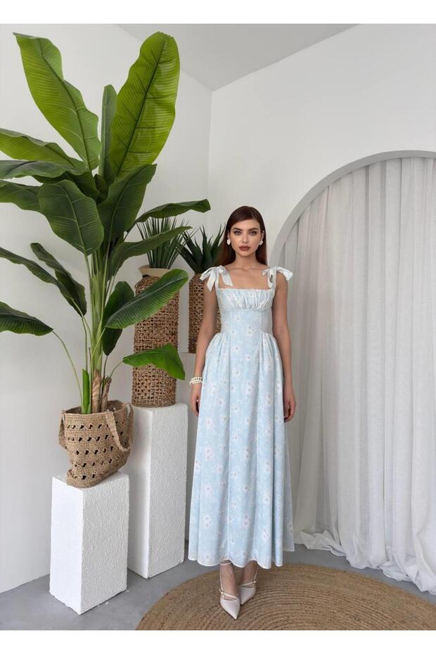 Kalın Askılı Çiçekli Daniel Elbise - 2