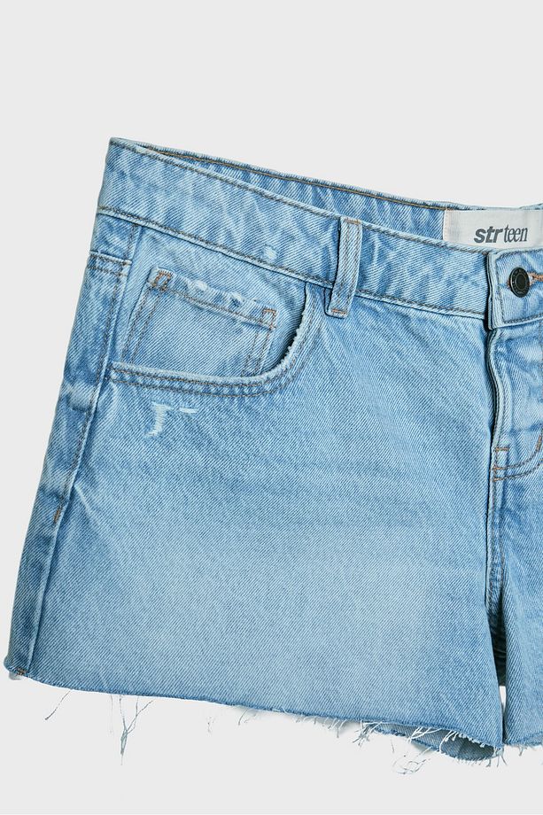 Mini denim şort - 8