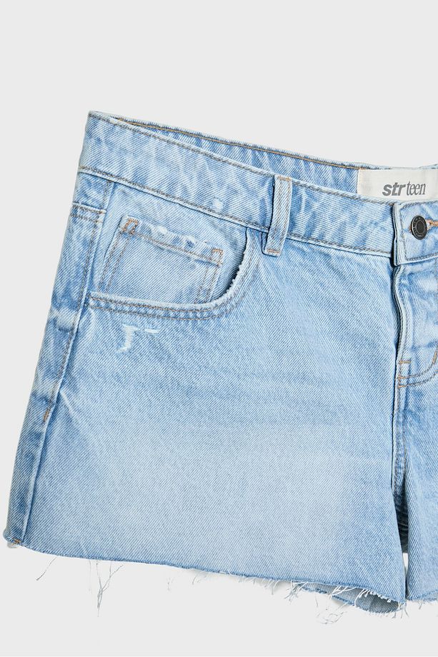 Mini denim şort - 8