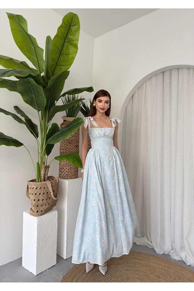 Kalın Askılı Çiçekli Daniel Elbise - 7