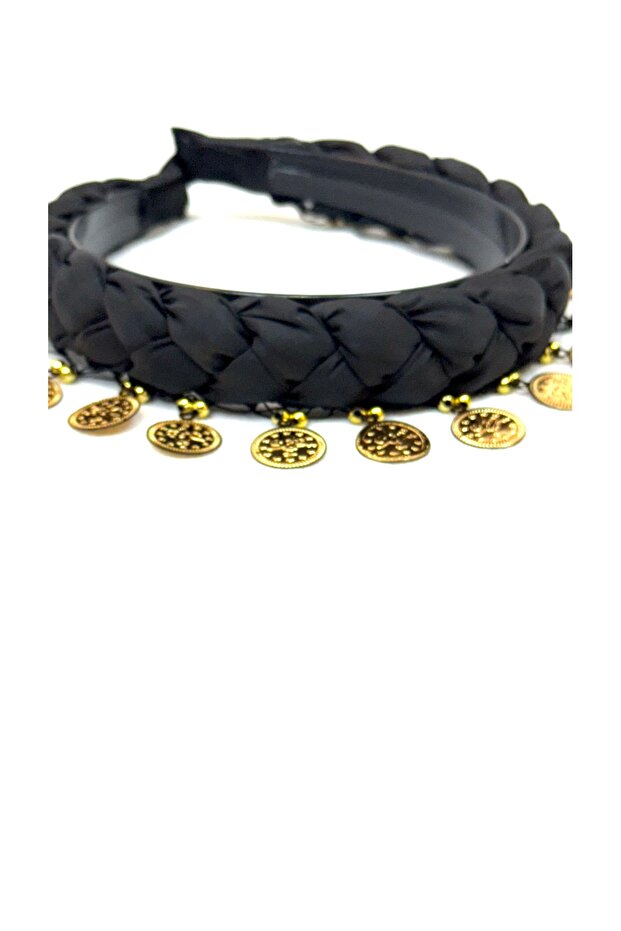 KARADENİZ YÖRESEL PULLU ÖRME SİYAH BANDANA - 4