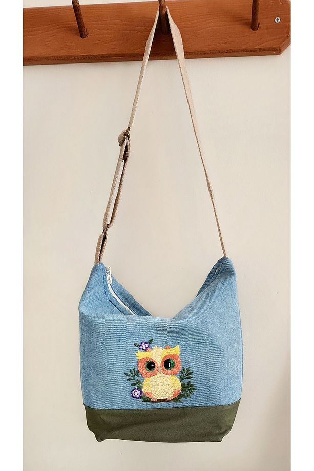 Nakış Detaylı, Kot Çanta %100 Handmade - 2