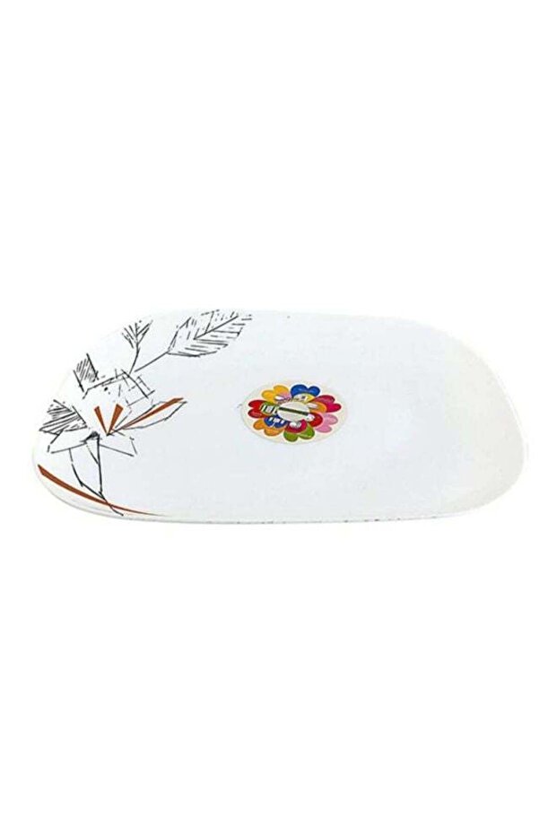 Leafless Design Oval Plate White/Red/Blue 14inch