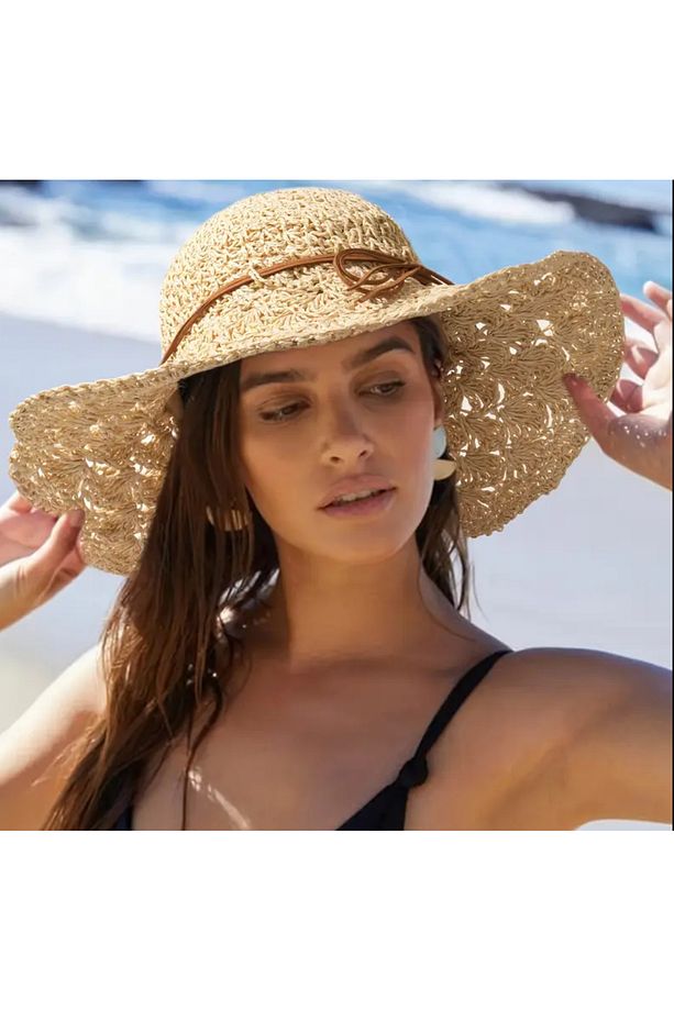 Örme model lüks hasır şapka - 5