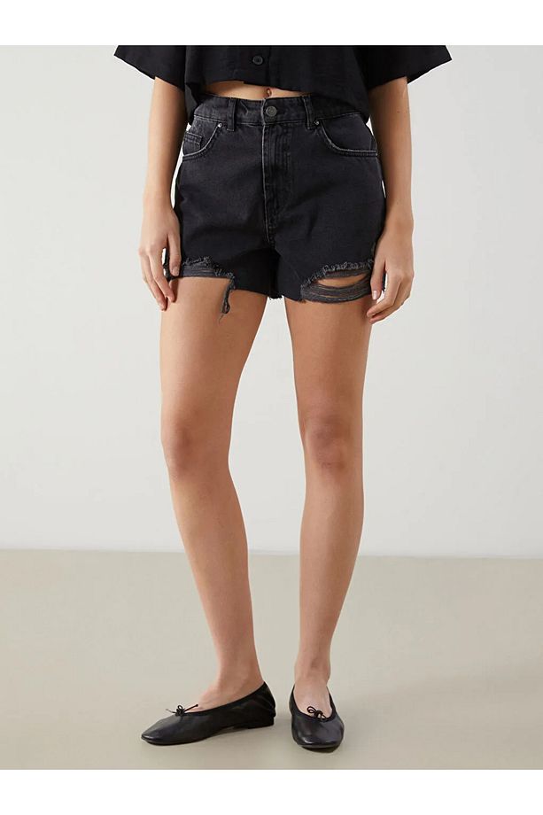 LC OUTLET Yüksek Bel Dar Fit Kadın Jean Şort LC - 2