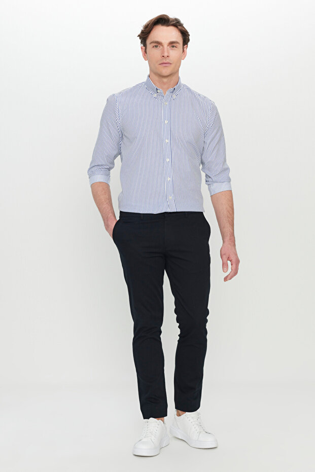 Altınyıldız Ace001252192 Black Men's Slim Fit Fabric Trousers with Side Pockets