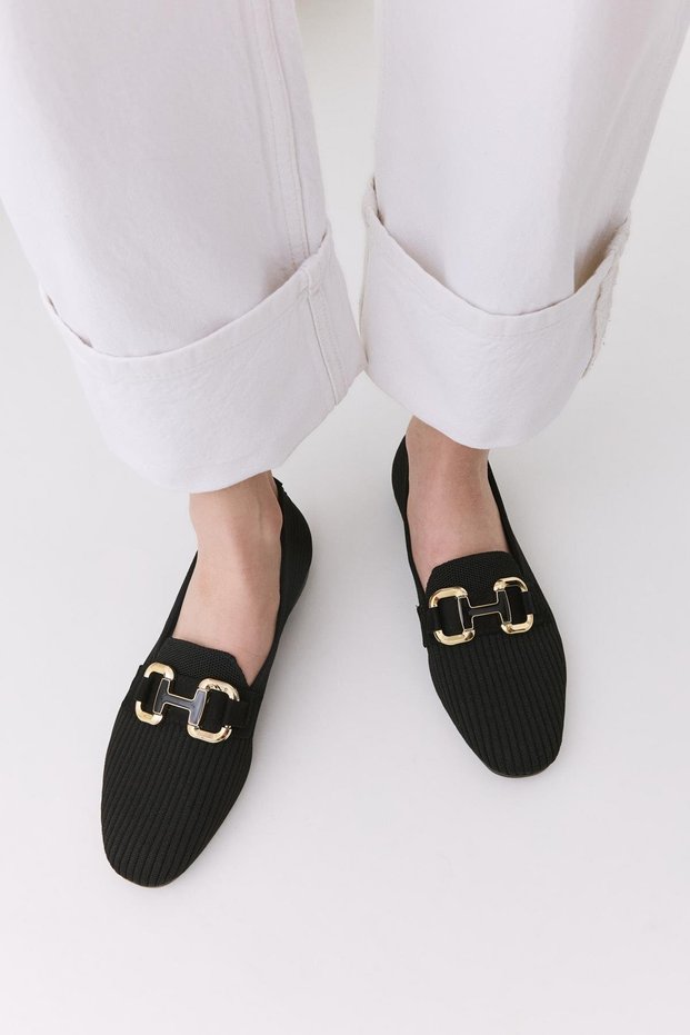 Black Women's Loafer Shoes 01Ayy 307870 A100