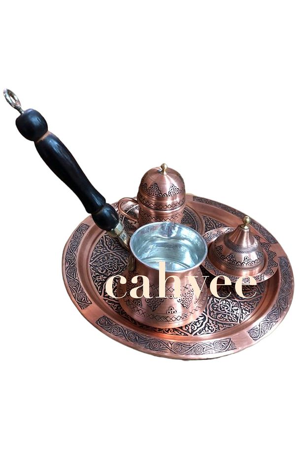 Cahvee Kumda Kahve Makinesi 23x24x16 Cm Bakır Tek Kişilik Set | Elektrikli & Özel Yapım - 3