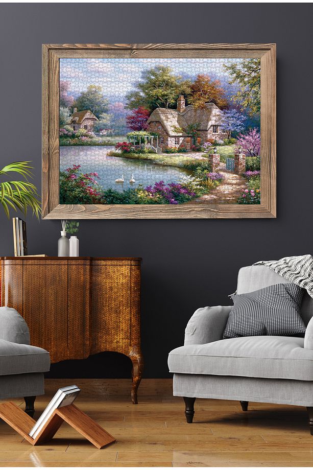 1500 Parça Yapboz Puzzle - Kuğular Ve Kır Evi 4529 - 3