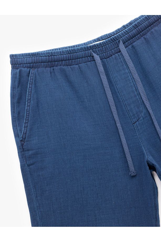 Beli Bağcıklı Pamuklu Cep Detaylı Bermuda Oversize Jean Şort - 6