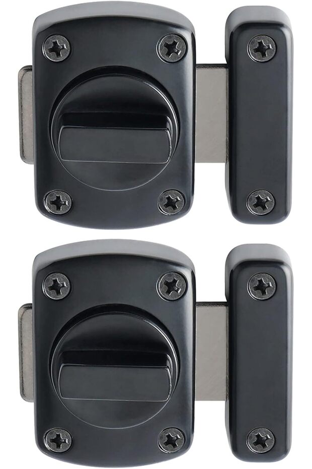 Alise 2 Pcs Rotate Bolt Latch Gate Latches Safety Door Lock, MS220B-2P Black Finish