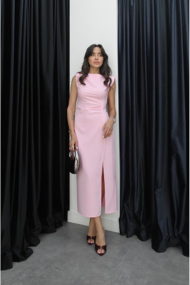 Pink Nick Slit Padded Dress