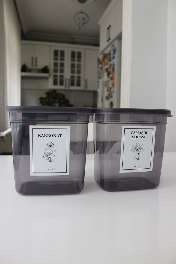2' Li Antrasit Deterjan Kutusu Saklama Kabı 2000 ml Karbonat Ve Çamaşır Sodası Kutusu - 2