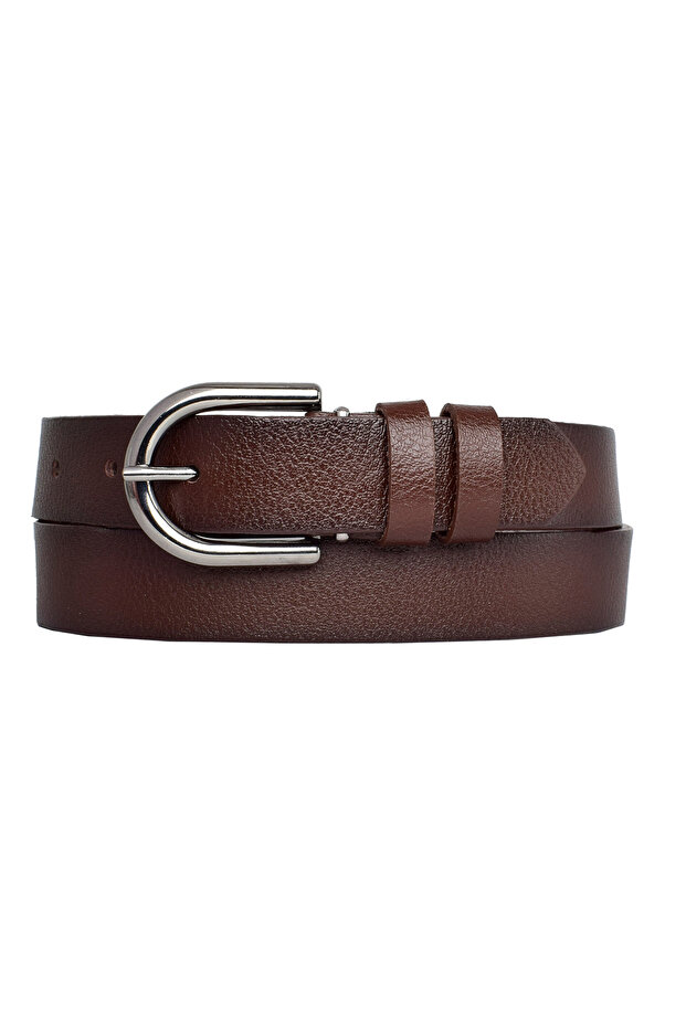 100% Genuine Leather, Nickel Buckle 3 Cm Dark Brown Women's Belt; Dress, Trouser Belt = 3cm-kdn-21