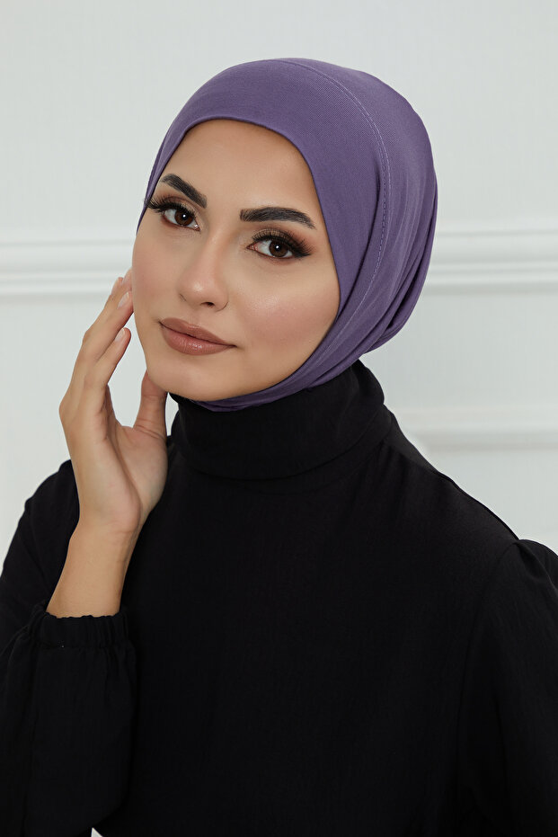 Double Stretch Tie Hijab Cap - Purple
