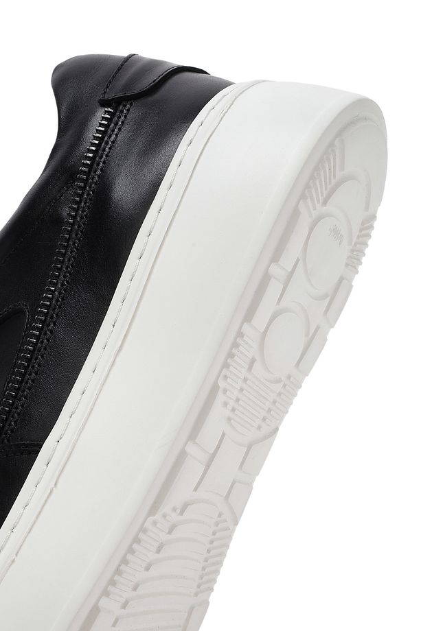 Erkek Siyah Bağcıklı Kalın Tabanlı Deri Sneaker 25SFD724218 - 8