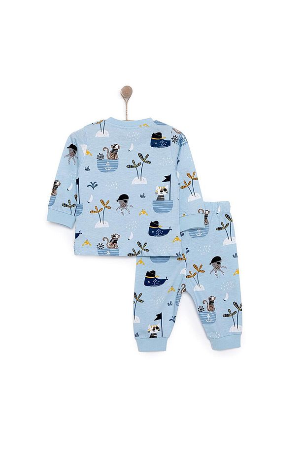 HelloBaby Uzun Kol Korsan Hayvanlar Desenli Bisiklet Yaka Pijama Takımı - 2