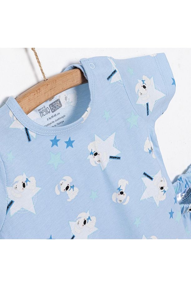 HelloBaby Erkek Kısa Kol Yıldız Desenli Bisiklet Yaka Pijama Takımı - 3