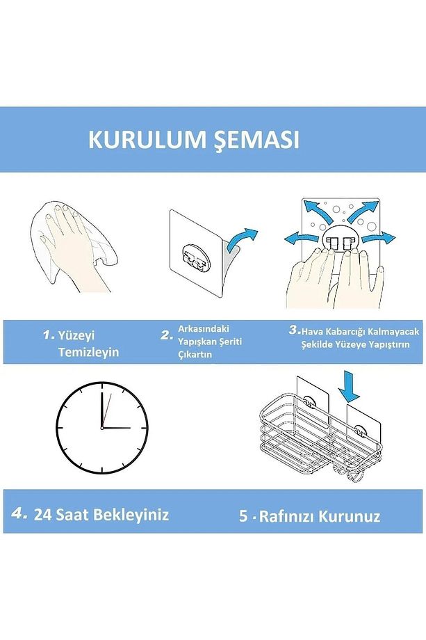 10 Adet Süper Güçlü Yapışkanlı Banyo Askısı Yedek Sticker Raf Tutucu Askı Kanca - 3