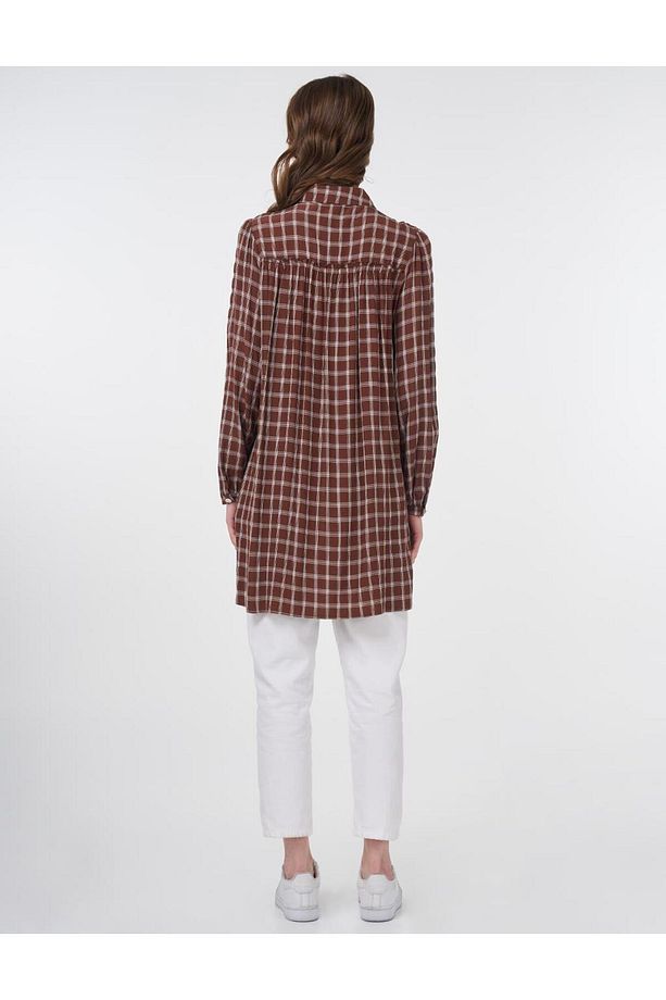 Ekoseli Basic Tunik Kahve - 5