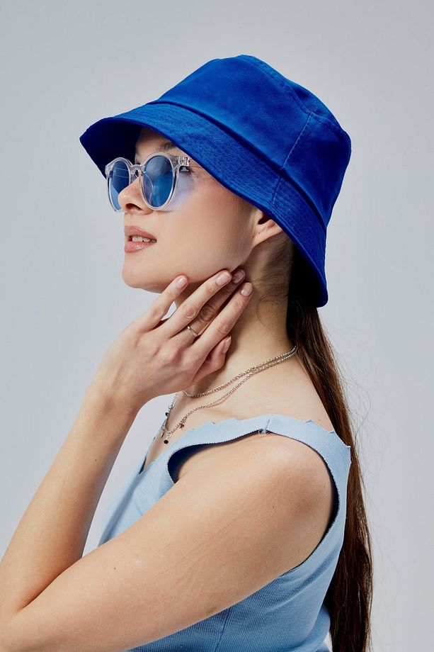 Yazlık Kumaş Kova Şapka, Erkek Kadın Düz Balıkçı Bucket Şapka, Unisex Mavi - 4
