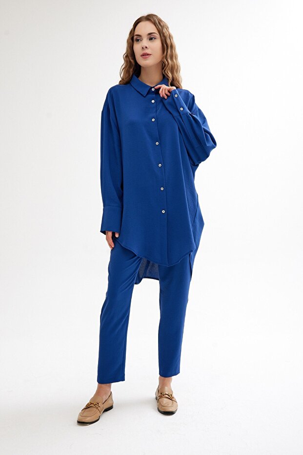 Oversize Gömlek Mavi - 1