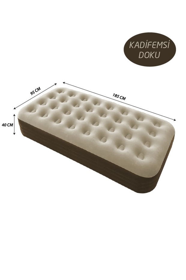 Yüksek Tek Kişilik Şişme Yatak [Krem] - 1