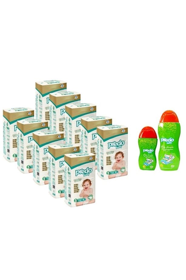 STANDART ÇOCUK BEZİ 5 NUMARA 9 LU 10 PAKET+ PREDO BEBE ŞAMPUANI 1 ADET 200 ML + PREDO BEBE ŞAM - 1