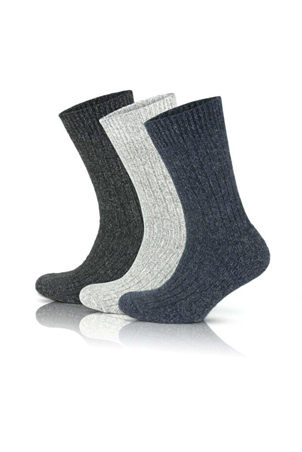 3-Piece Norwegian Moline Woolen Insoles Half Terry Winter Thermal Men's Socks 6004
