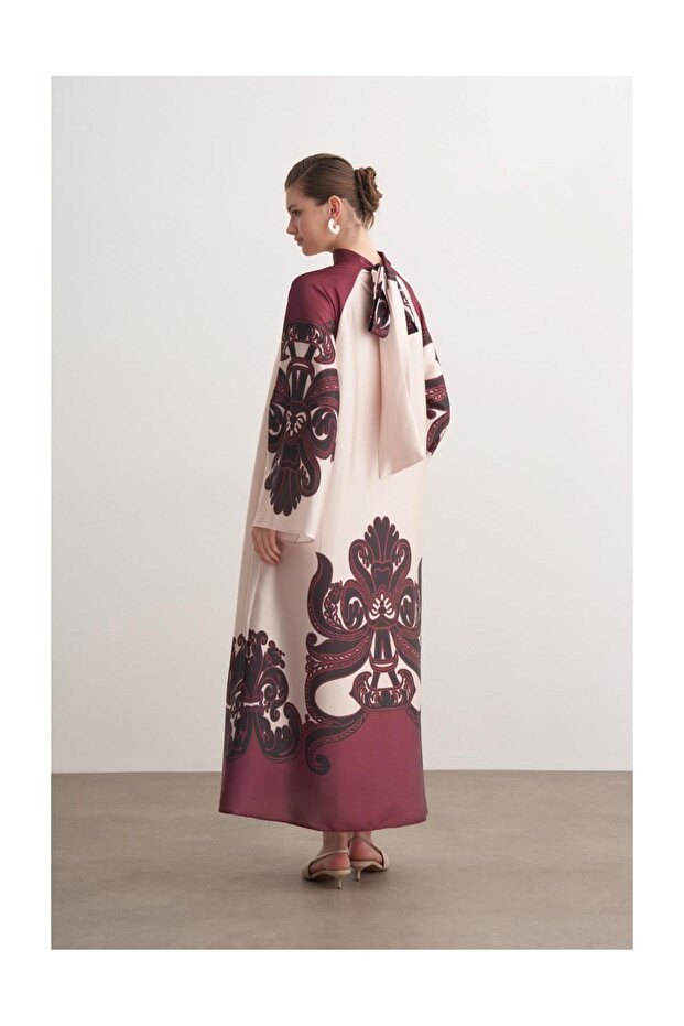 فستان ستان منقوش - 4