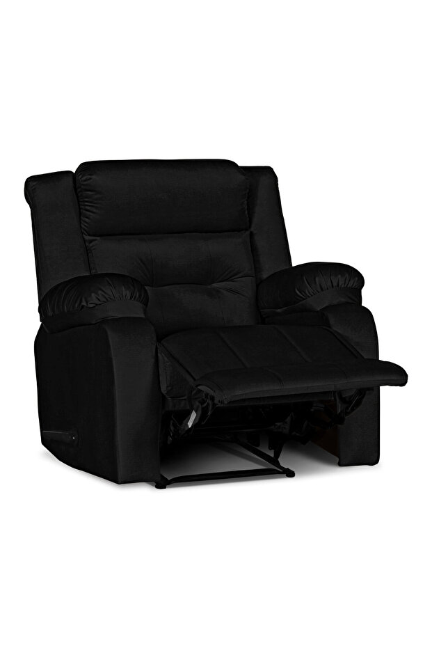MNZ3 | Velvet Rocking & Rotating Recliner Chair - Black Lazy Vibes - 2