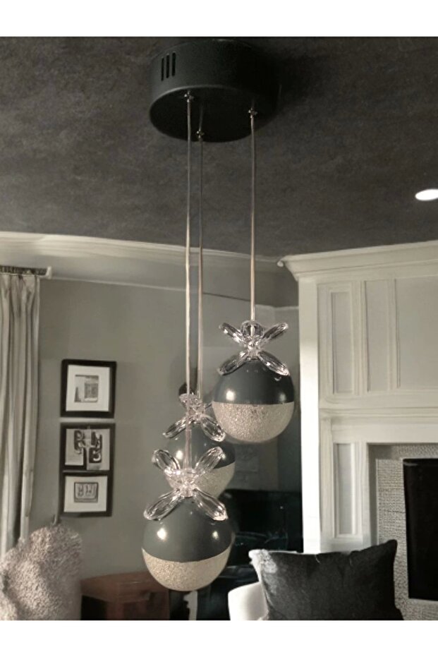 Serçe'den Antrasit 3lü Led Sarkıt Avize - 2