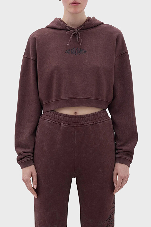 Logo Hooded Relaxed Fit Crop Sweat Sweat Lb23Fwfrwfuhd