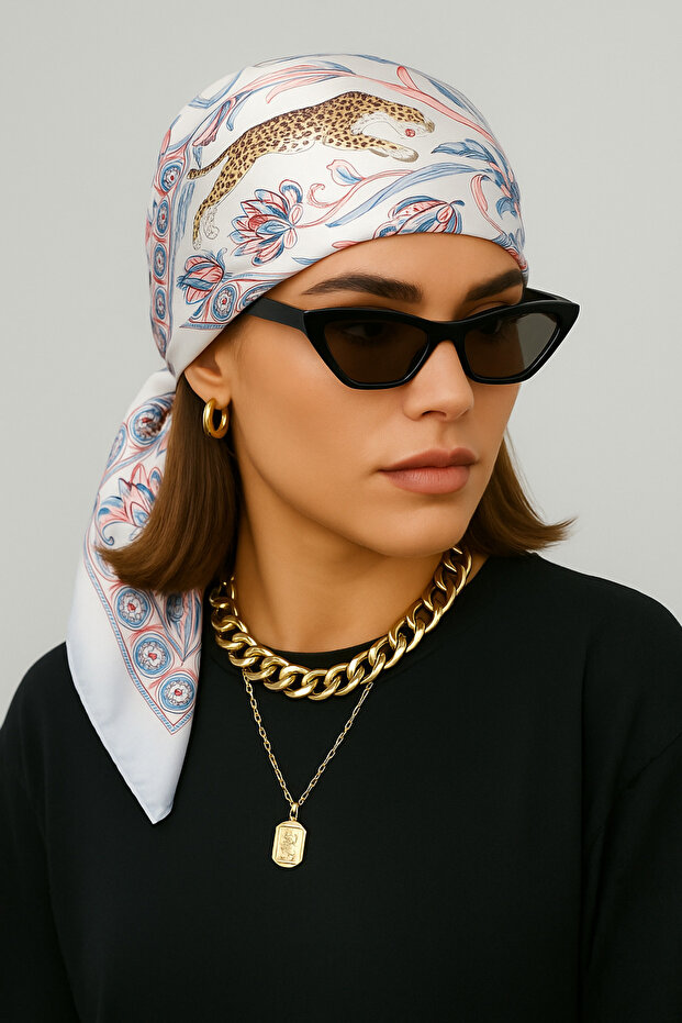 Patterned Satin Scarf - 2