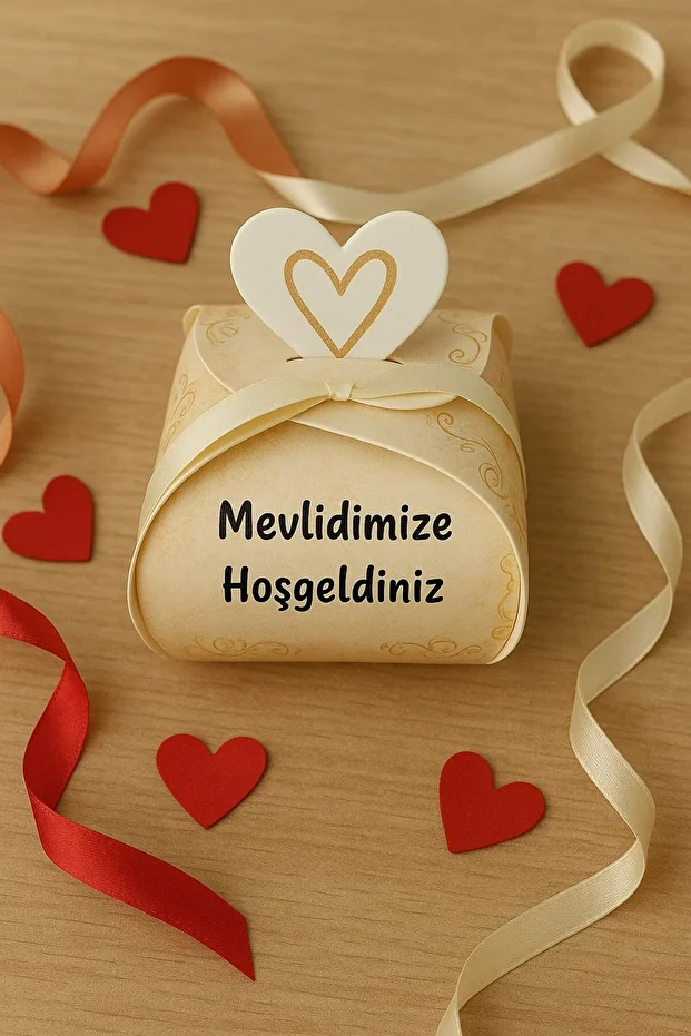 25 Adet Mevlid Kutusu -Lokum Kutusu - Mevlidimize Hoşgeldiniz - Hediye Kutusu - Çikolata Kutusu - 3
