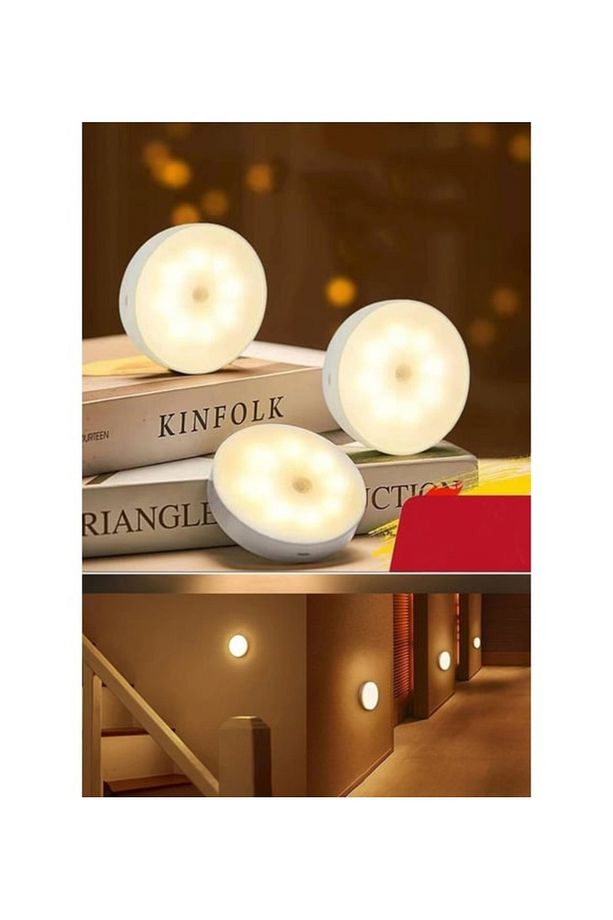 3'lü Kompakt Taşınabilir Hareket Sensörlü Usb Şarjlı Led Gece Lambası - 3
