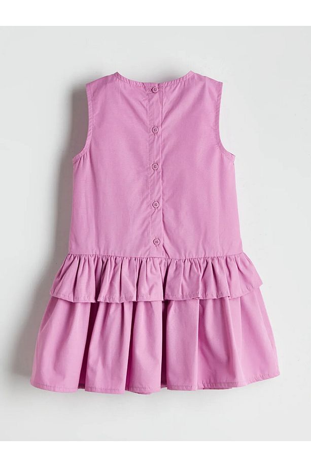 LCW Kids Pembe Çiçek Aplike Kız Çocuk Poplin Elbise - 2