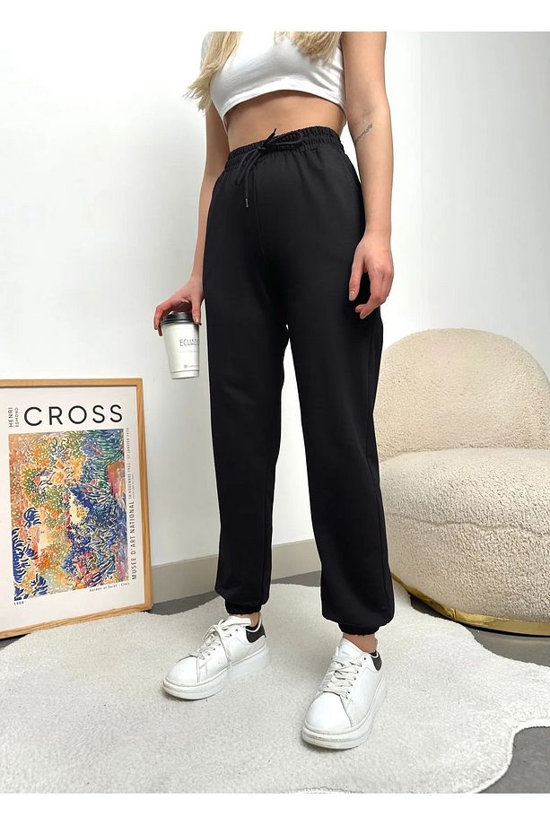 LCWAIKIKI Basic Yeni Siyah Beli Lastikli Düz Jogger Yazlık Eşofman Altı - 3