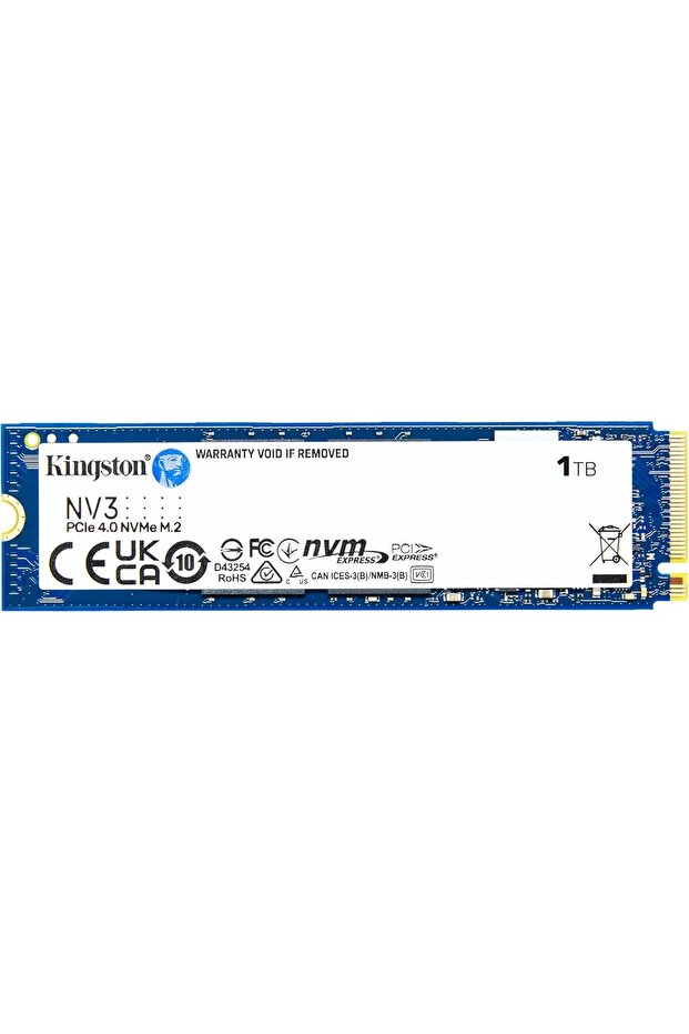 محرك أقراص الحالة الصلبة الداخلي NV3 PCIe 4.0 ذاكرة ثابتة Kingston، سعة 1 تيرابايت، M.2 22 × 80 مم، طراز SNV3S/ - 1
